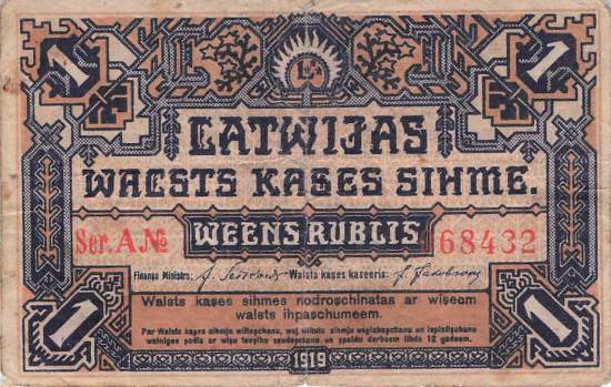 Lettland p1 1 Rublis 1919